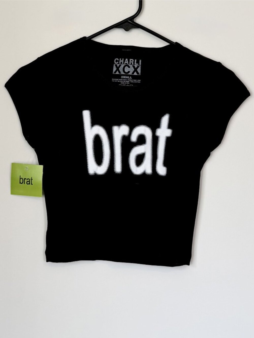 NWT Black/White Charli XCX BRAT Baby Tee - Size: Small